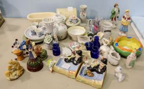 Miscellaneous Group of Porcelain Figurines, Vases, Jar & Ashtray