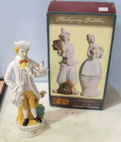 Thanksgiving Ceramic Pilgrims & Porcelain Man with Violin