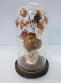 Small Porcelain Vase with Flowers Under Dome