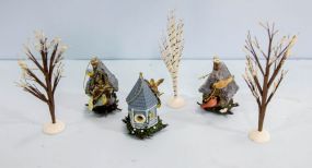 Three Hawthorne Village Trees  & Three Kinkade Ornaments