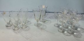 Fourteen Various Sized Etched Glasses