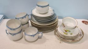 Six Limoges Cups and Saucers & Odd Plates