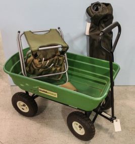 Green Wagon & Two Collapsible Chairs