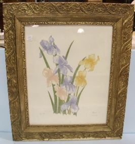 Watercolor of Iris Signed Moran