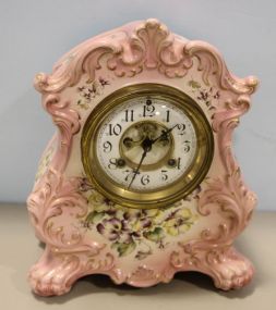 Waterbury Hand Painted Floral Mantel Clock