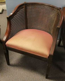 Walnut Barrel Back Arm Chair with Cane