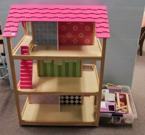Child's Large Dollhouse & Furniture