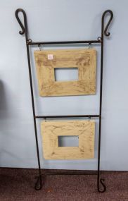 Metal Stand with Two Wood Picture Frames