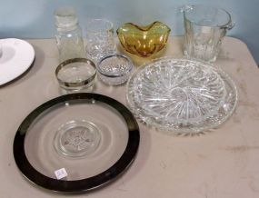 Three Glass Trays, Ice Bucket, Glass Jar & Glass Candle Holder