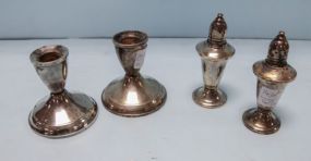 Pair of Weighted Sterling Candle Holders & Shakers