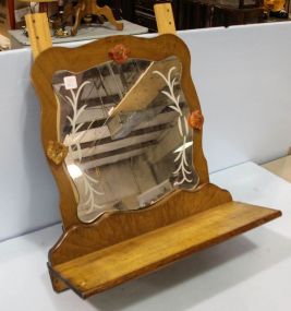 Walnut Hanging Shelf with Etched Mirror