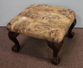 Ball and Claw Chippendale Stool with Safari Upholstery