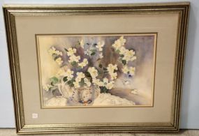 Watercolor of Flowers Signed S. Manning