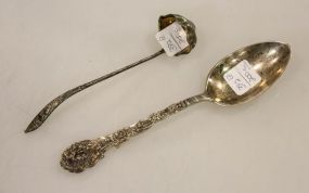 Ornate Sterling Master Spoon & Sterling Serving Spoon