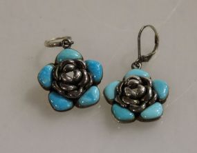 Pair of Turquoise and Sterling Earrings