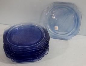 Ten Blue Depression Madrid Plates