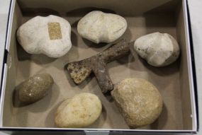 Box of Indian Axe or Tomahawk Stones