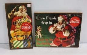 Two Wood Coke Santa Signs