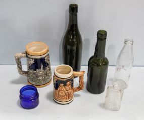 Four Bottles & Two Small Japan Mugs