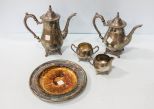 International Silverplate Tray & Four Piece Silverplate Tea Set