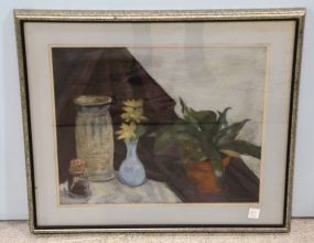 Artwork of Pottery and Flower Pot Signed Cleo Ware