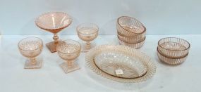 Ten Pieces of Pink Depression Glass