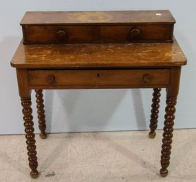 Three Drawer Table with Spool Legs