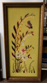 Needlepoint with Butterfly and Flowers