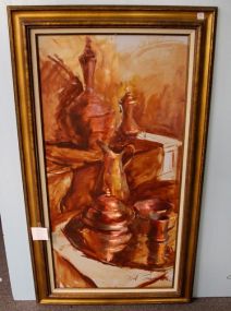 Large Still Life of Copper Pieces by J. Goodyear