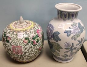 Chinese Pink and Yellow Ginger Jar & Porcelain Vases