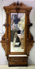 Walnut Victorian Pier Mirror with Marble Top Base