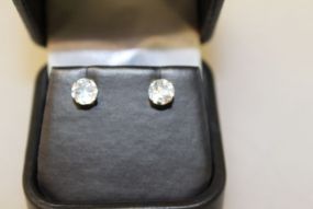 3ct White Sapphire Solitaire Earrings