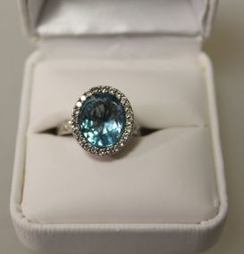 Large Blue Topaz Estate Ring