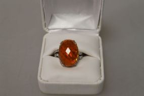 6ct Mexican Fire Orange Opal Ring