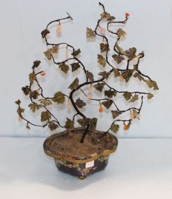 Jade Tree in Cloisonne Bowl