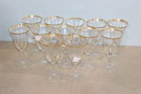 Twelve Pieces of Gold Rimmed Stemware