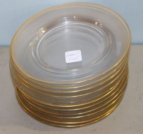 Eleven Gold Rimmed Glass Plates