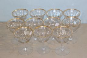 Eleven Pieces of Gold Rimmed Stemware