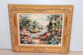 Closson Oil Painting of Garden Scene