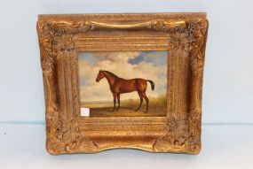 Framed Oil Painting of Horse in Gilt Frame