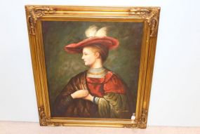 Marline Signed Oil on Canvas of Women in Hat