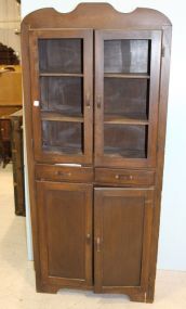 Four Door Narrow Hutch with Two Drawers