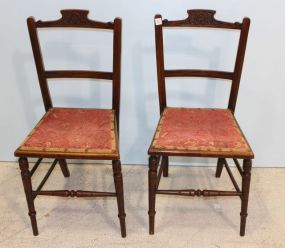 Pair of Small Chairs with Carved Shamrock Design