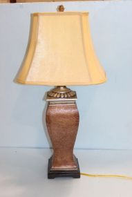 Silver and Brown Table Lamp with Silk Shade