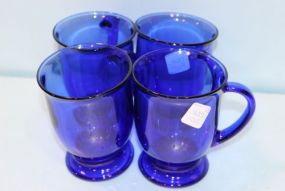 Four Anchor Hocking Cobalt Blue Mugs