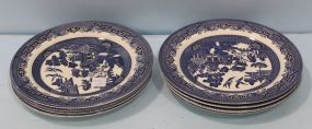 Set of Eight Churchill Blue Willow Plates