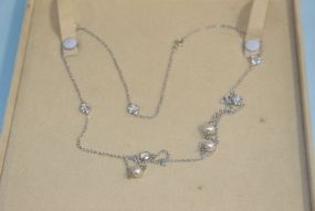 Sterling Silver Necklace of Crystals and Pearls
