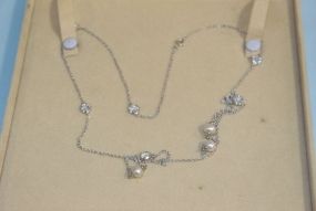 Sterling Silver Necklace of Crystals and Pearls