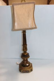 Brass and Black Marble Table Lamp with Shade