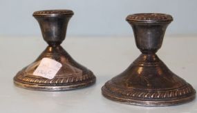 Pair of Crown Sterling Silver Candlesticks